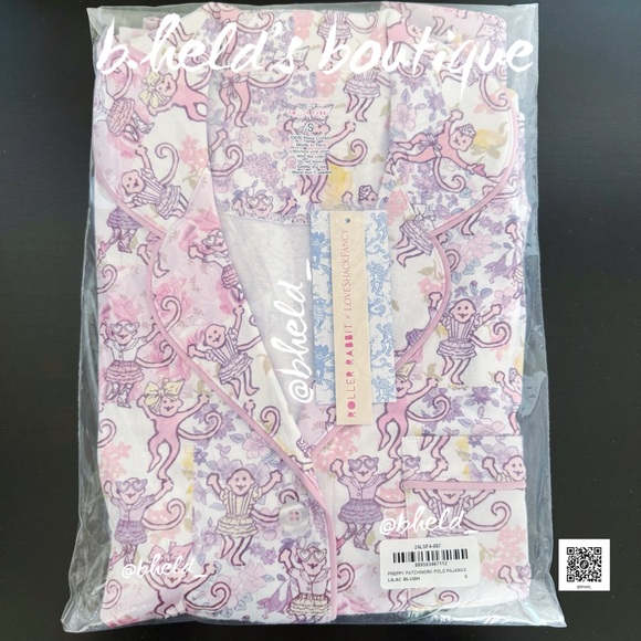 Roller Rabbit x LoveShackFancy Preppy Patchwork Polo Pajamas in Lilac Blush Sz S - Picture 13 of 14